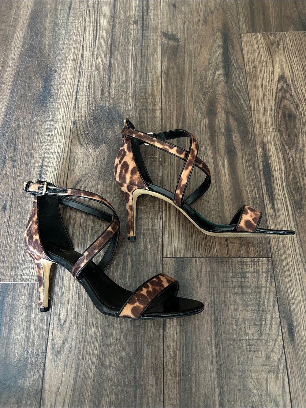 Nine West Mydebut Women’s 11 Leopard Calf Hair Strappy Stiletto Heels - Picture 9 of 9